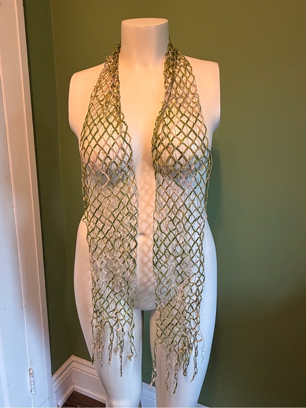 Lightweight Olive Net Scarf - Women's Fashion Accessory